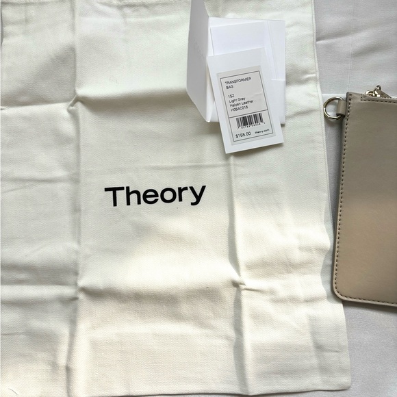 Theory Minimalist Transformer Pouch Handbag in Genuine Leather Light Grey - Picture 9 of 9